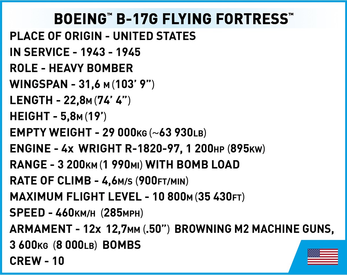 Cobi - konstruktorius boeing b-17g flying fortress, 1/48, 5750