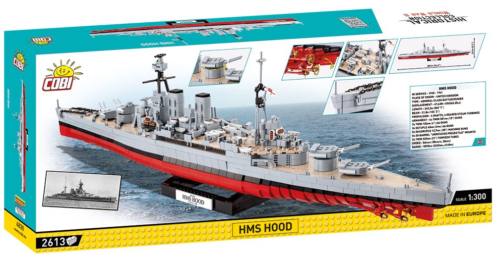 Konstruktrorius cobi historical collection wwii hms hood 4830, 2613 d.