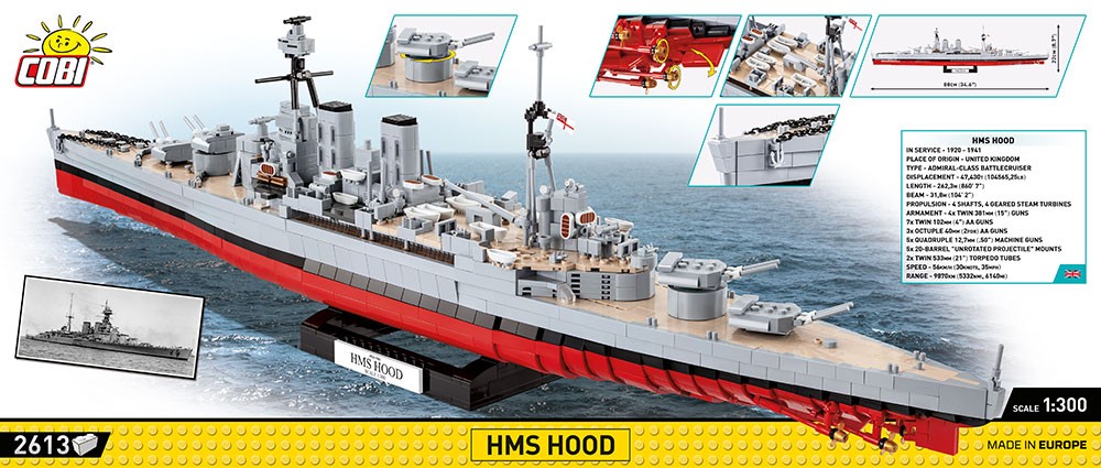 Konstruktrorius cobi historical collection wwii hms hood 4830, 2613 d.