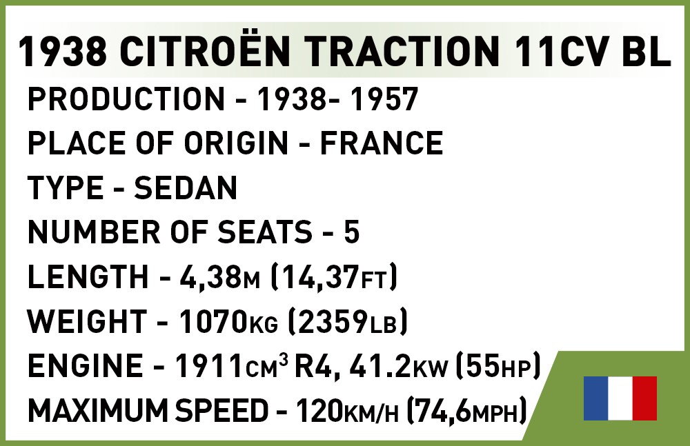Surenkamas modelis citroen traction 11cv bl cobi, 2266, 236 d.
