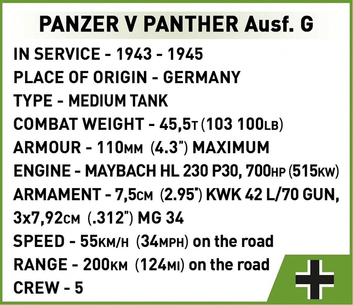 Konstravimo rinkinys panzer v panther ausf.g pudel, 1133 detalės