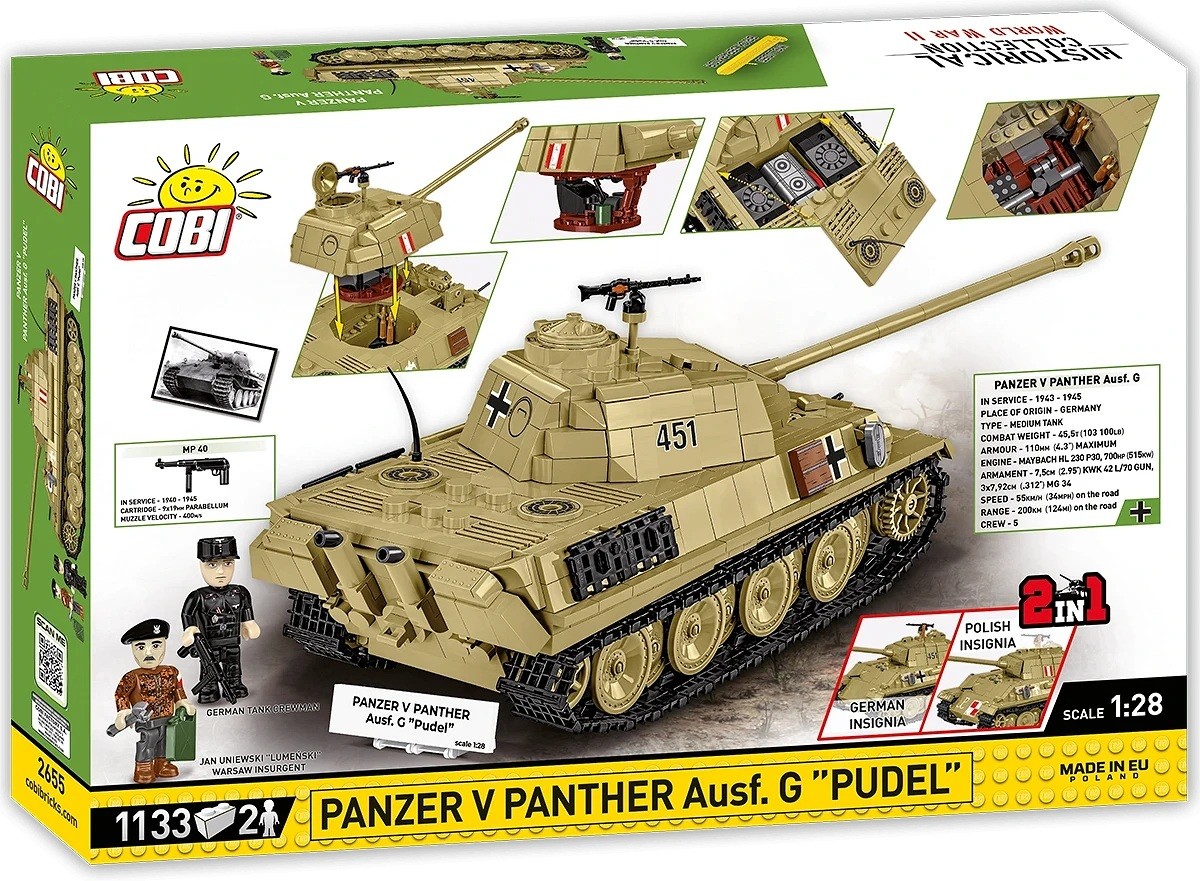 Konstravimo rinkinys panzer v panther ausf.g pudel, 1133 detalės