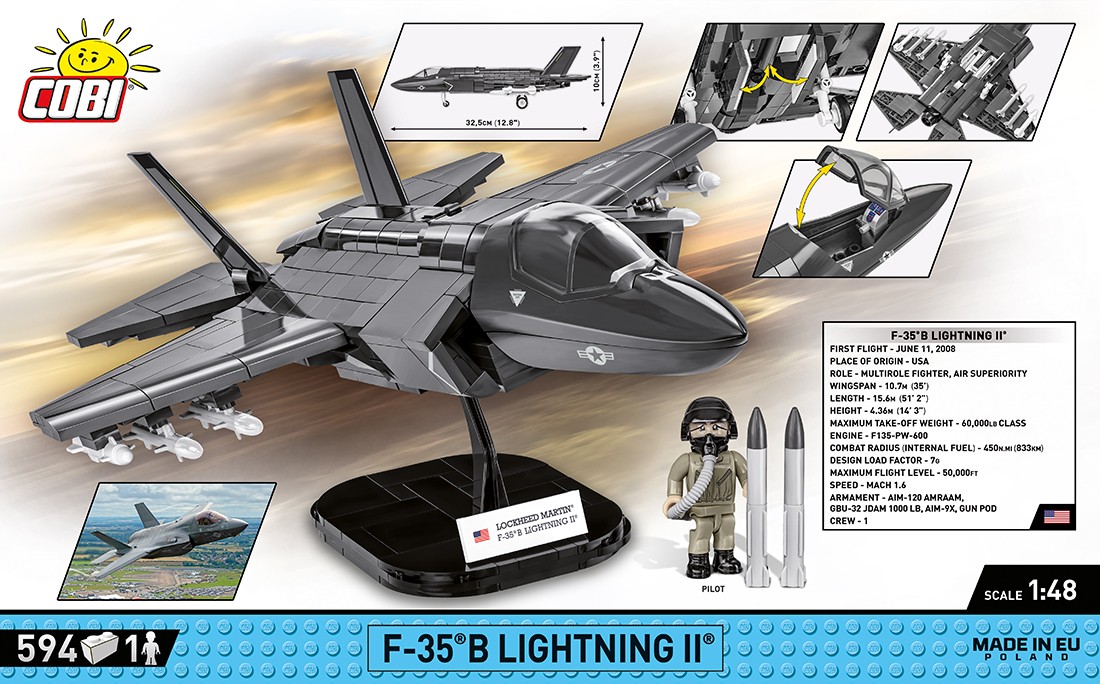 Cobi - konstruktorius f-35b lightning ii usa, 1/48, 5829