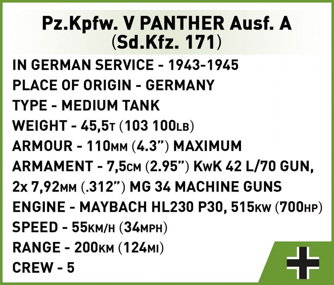 Pz.kpfw. v panther ausf. a modelis iš 1152 detalių