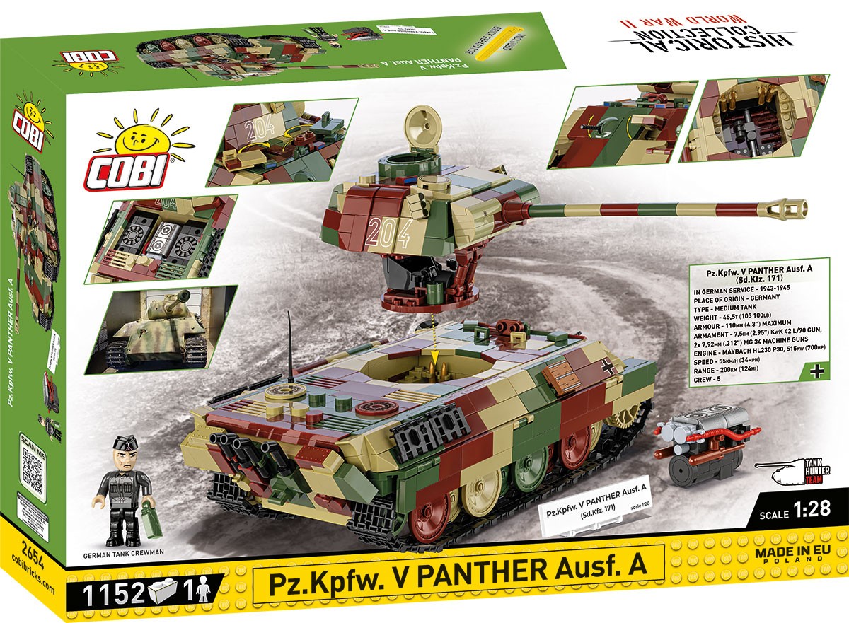 Pz.kpfw. v panther ausf. a modelis iš 1152 detalių