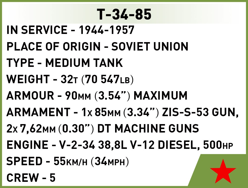 Konstruktorius cobi tankas t-34/85, 110 d.