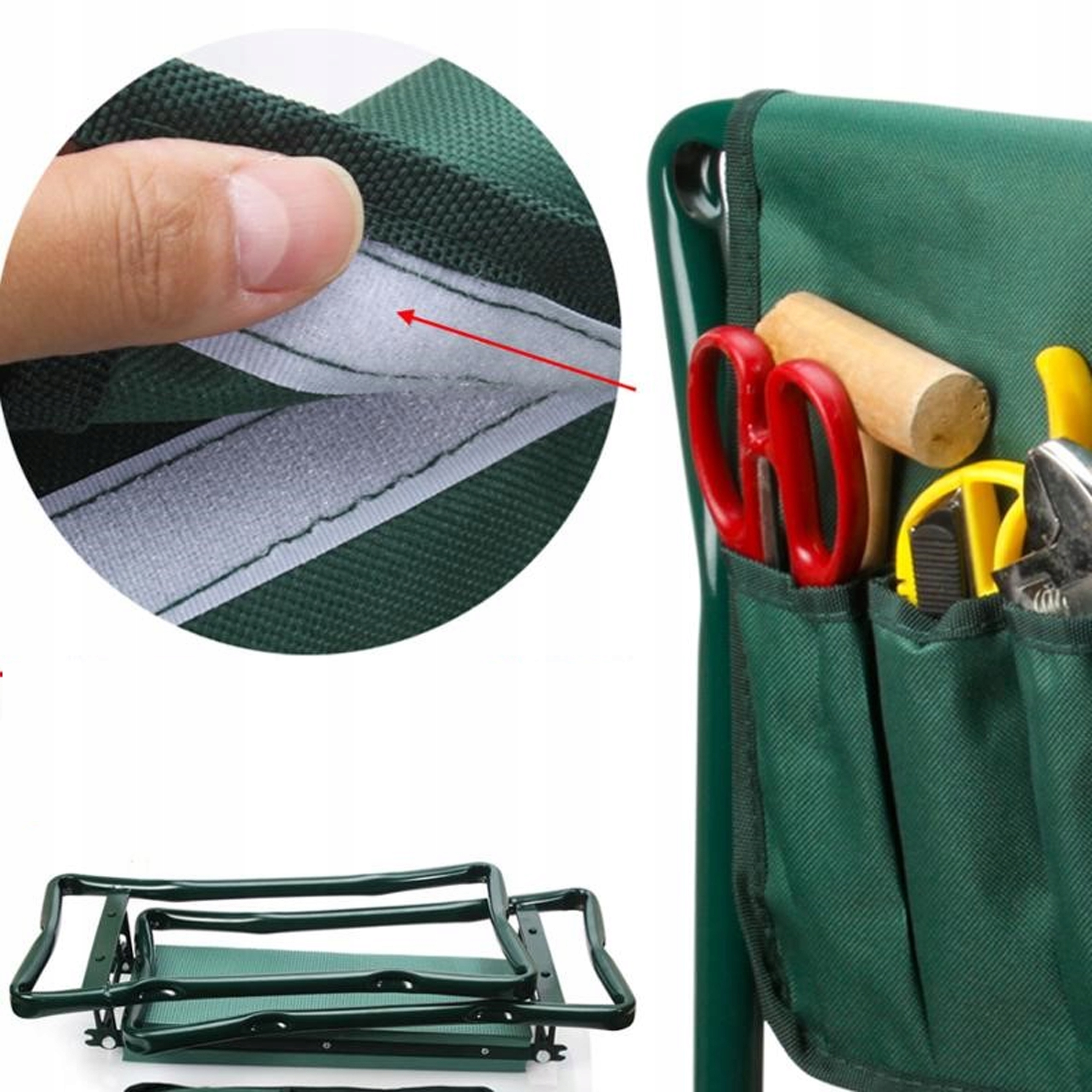 Daugiafunkcinė sodo klūpynė su suoliuku Zaves, žalia