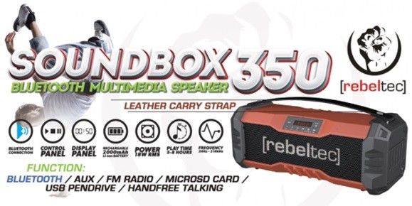 Nešiojamas garsiakalbis rebeltec soundbox 350, juoda/raudona