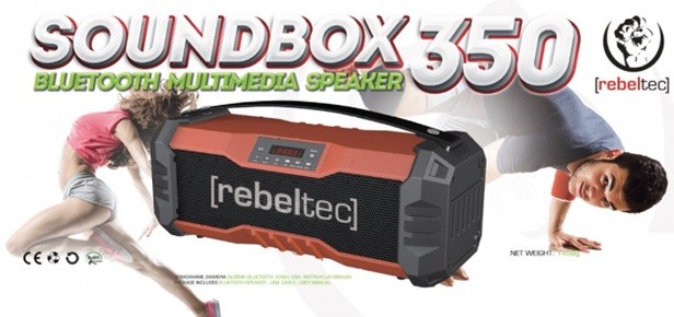 Nešiojamas garsiakalbis rebeltec soundbox 350, juoda/raudona
