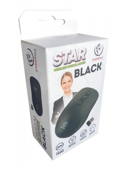 Belaidė pelė rebeltec star, juoda