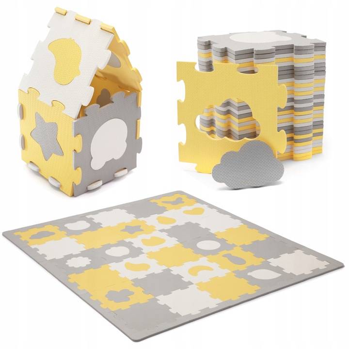 Dėlionė-kilimėlis Kinderkraft Luno 3D, 30 dalių, geltona