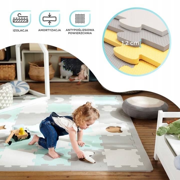 Dėlionė-kilimėlis Kinderkraft Luno 3D, 30 dalių, geltona