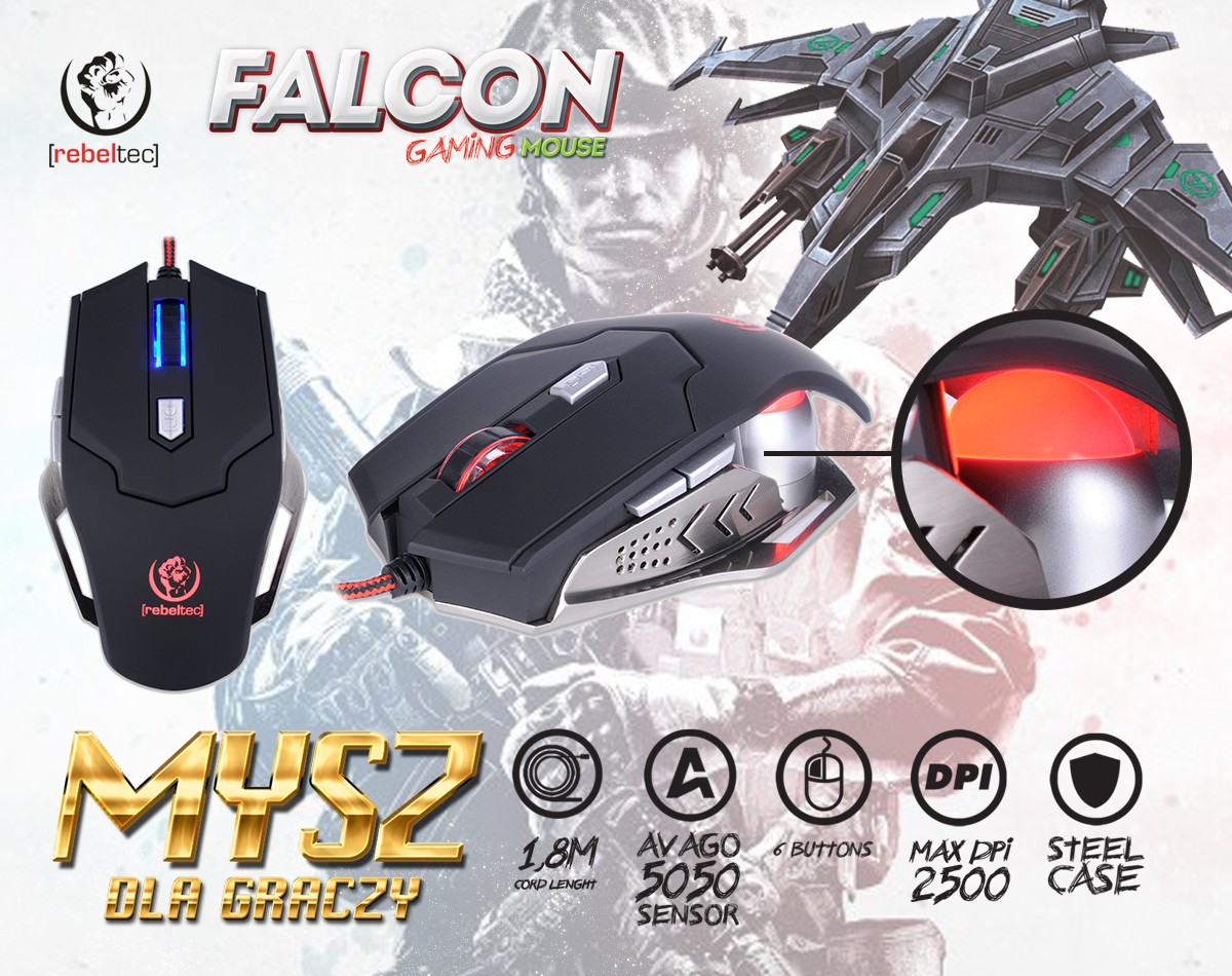 Žaidimų pelė rebeltec falcon, juoda