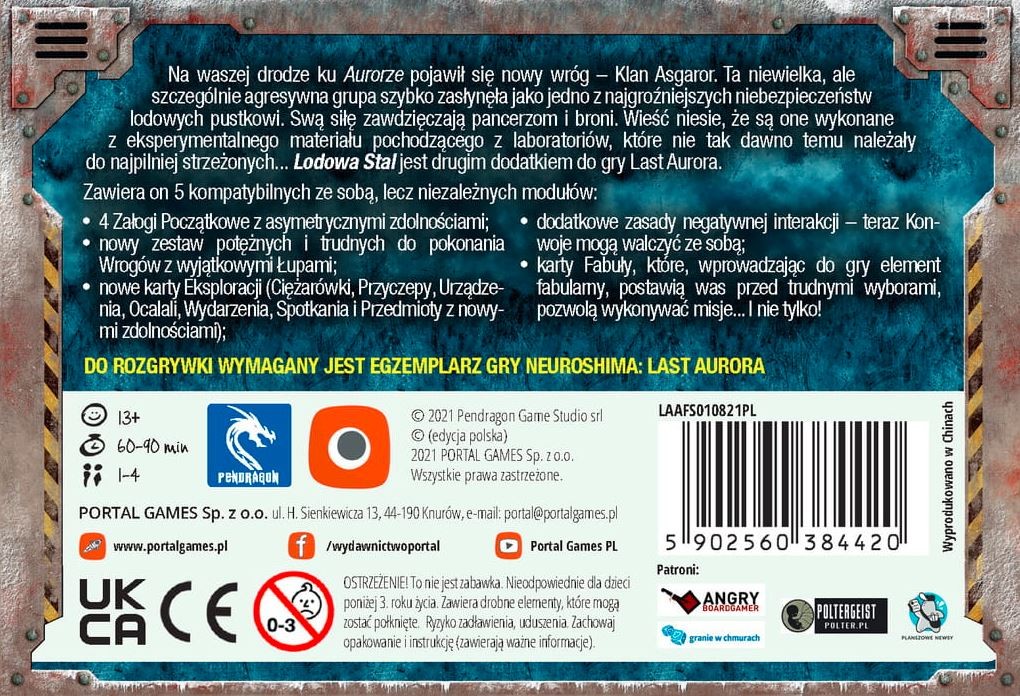 Stalo žaidimo neuroshima last aurora ice steel papildymas portal games, pl