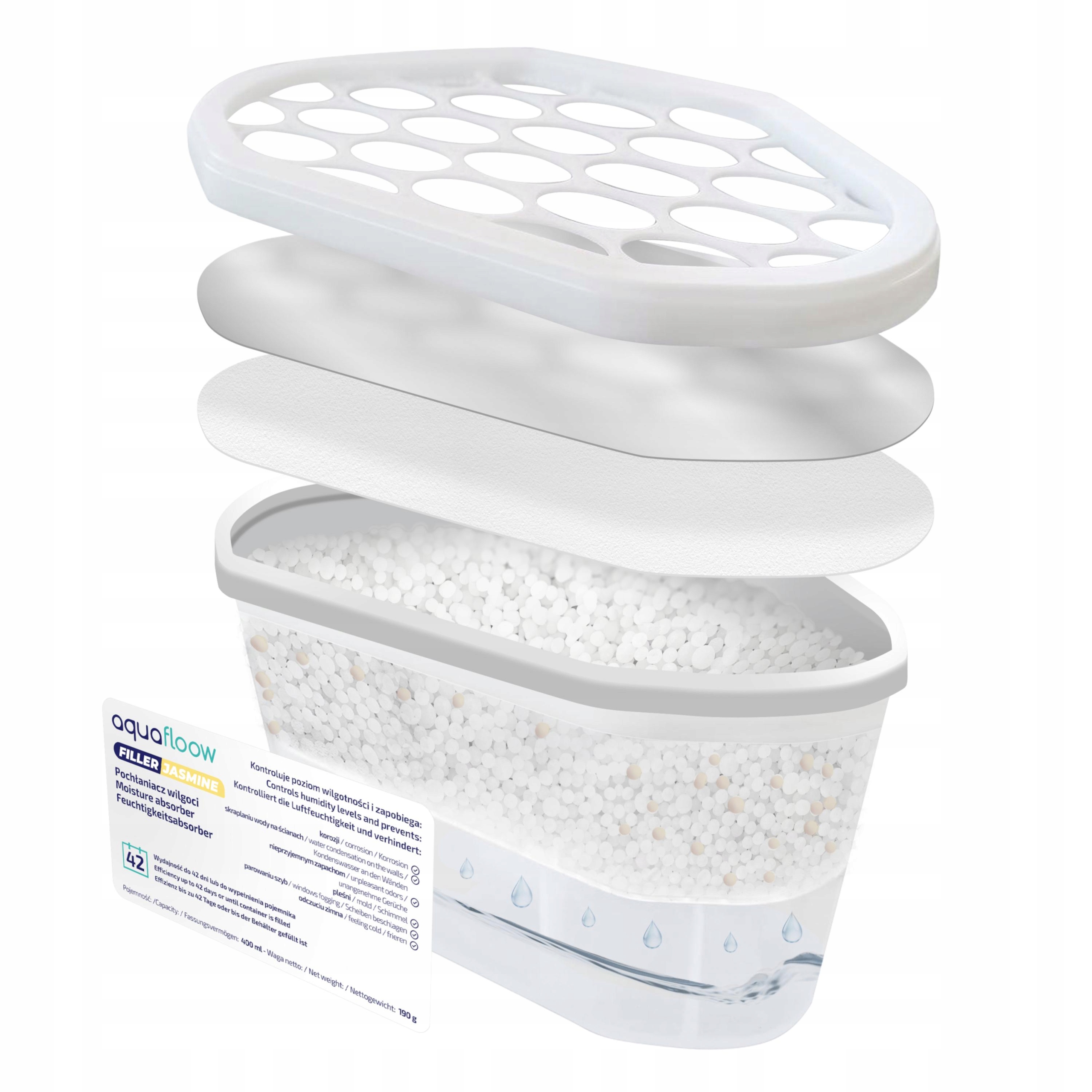 AquaFloow Refiller drėgmės sugėriklis 400 ml - jazminų kvapo
