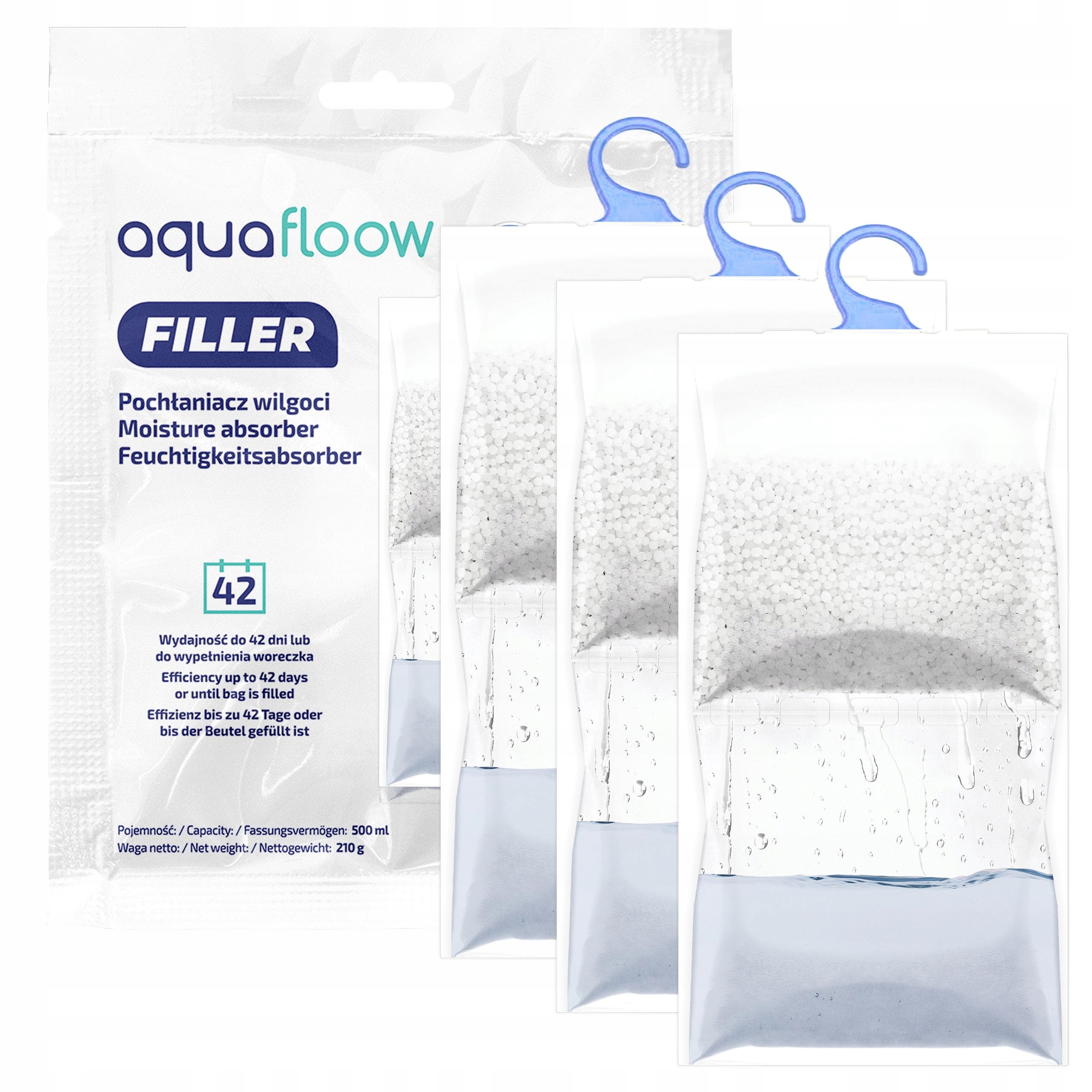 3x AquaFloow Refiller drėgmės sugėriklis 500 ml su pakabuku - bekvapis