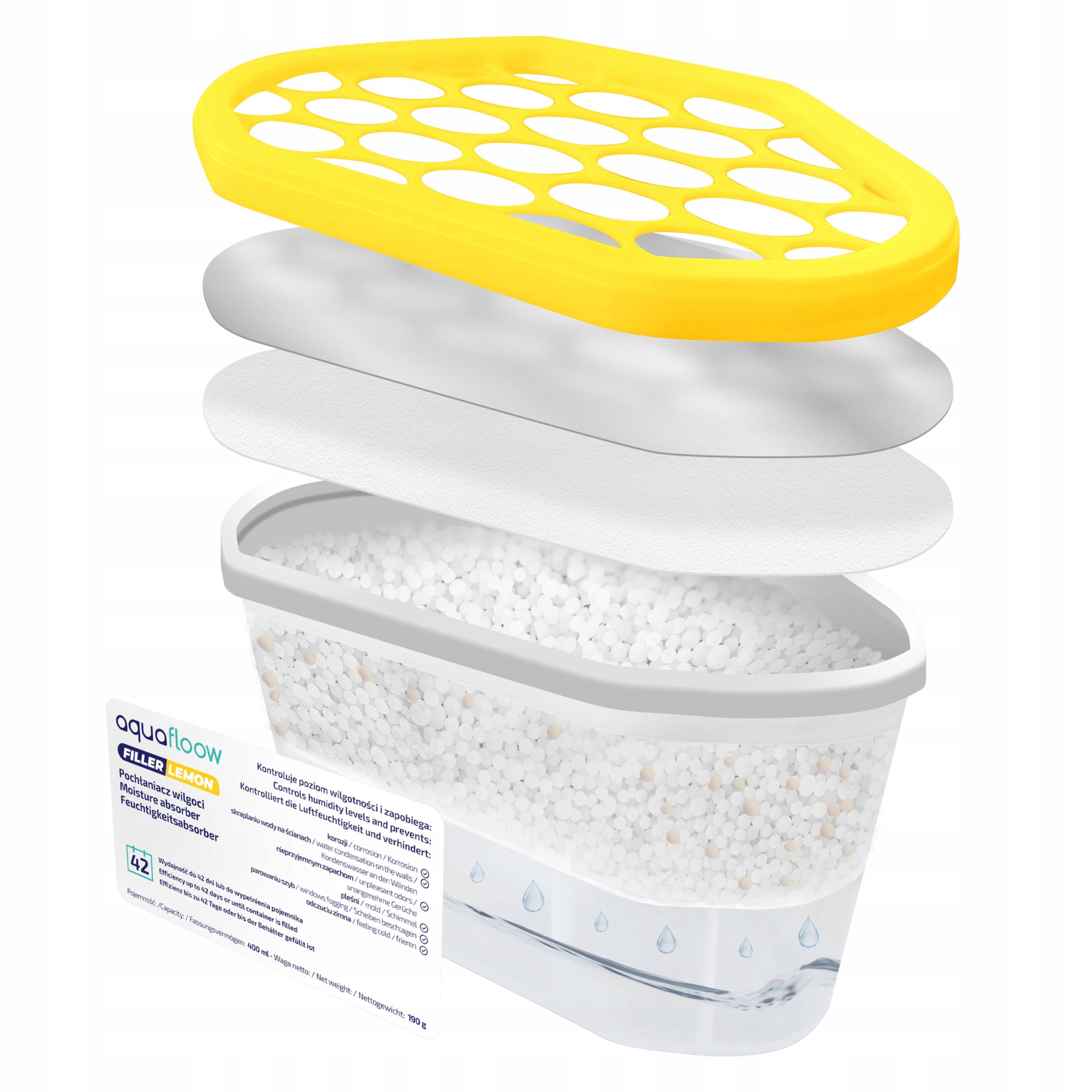 7x AquaFlow Refiller drėgmės sugėriklis 400 ml - citrinos kvapo