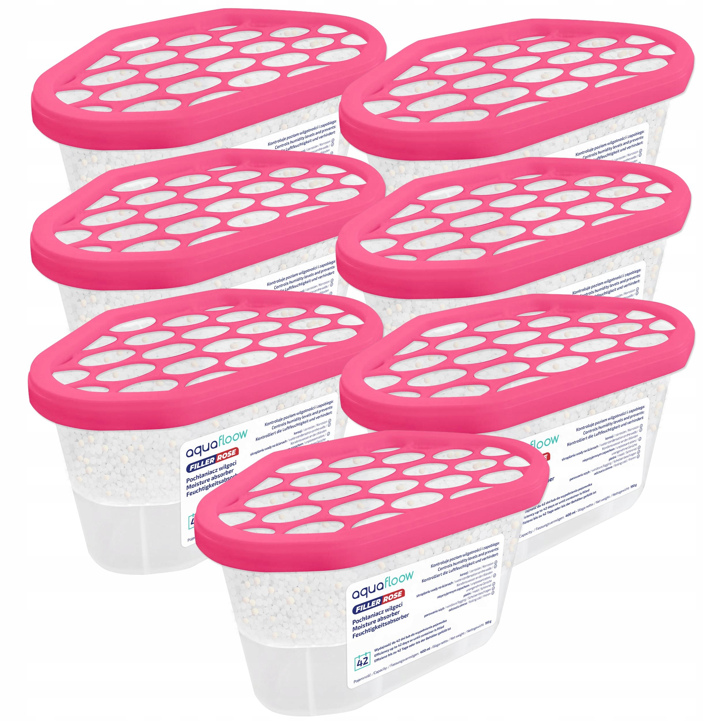 7x AquaFlow Refiller drėgmės sugėriklis 400 ml - rožių kvapas