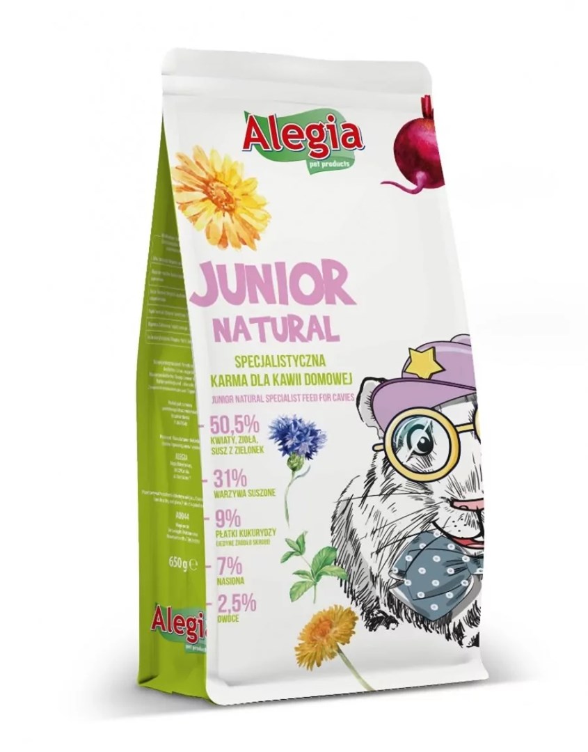 Maistas jūrų kiaulytėms alegia junior natural, 650 g