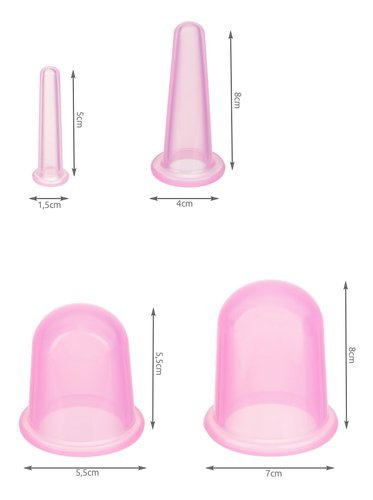 Universalūs silikoniniai puodeliai su masažuokliu - 4 dalių rinkinys
