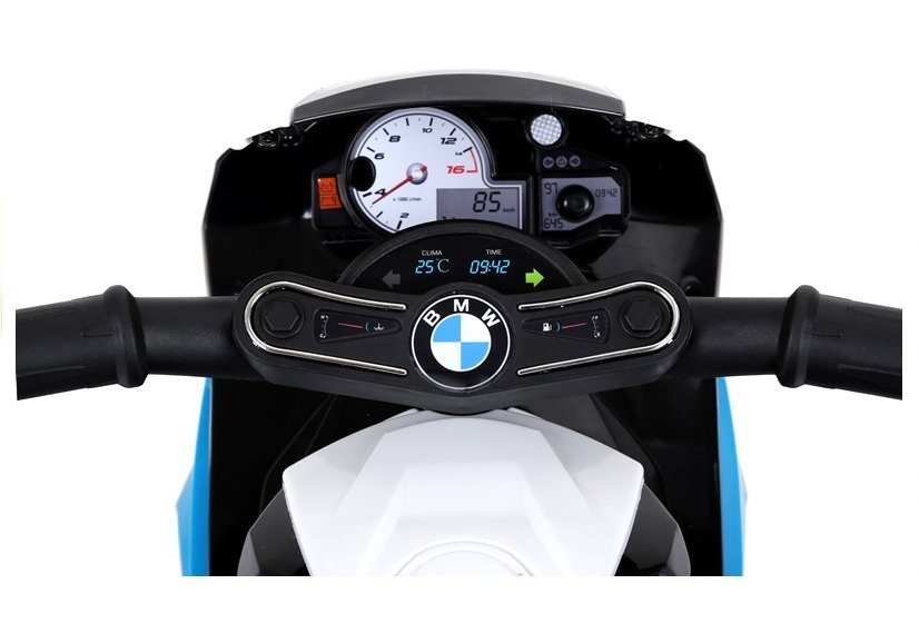 Vienvietis vaikiškas elektrinis motociklas bmw s1000rr, mėlynas