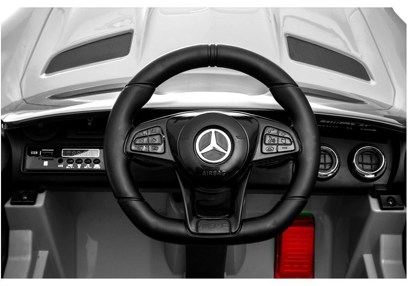 Vienvietis vaikiškas elektromobilis mercedes gtr, sidabrinis