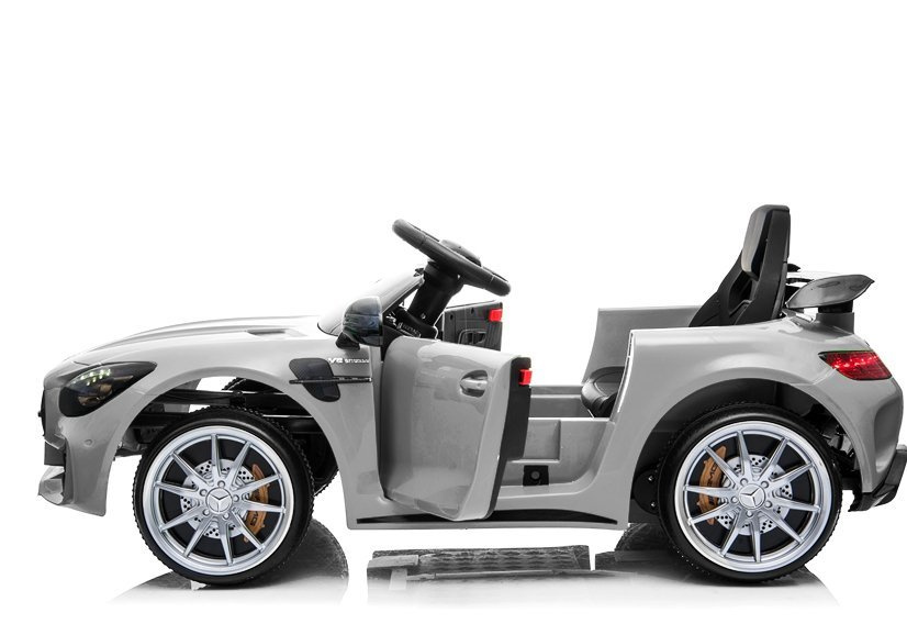 Vienvietis vaikiškas elektromobilis mercedes gtr, sidabrinis