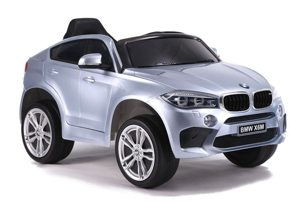 Vaikiškas vienvietis elektromobilis bmw x6 , sidabrinis