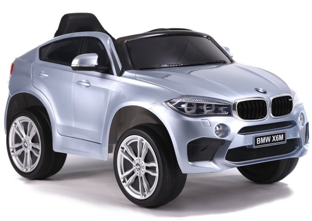 Vaikiškas vienvietis elektromobilis bmw x6 , sidabrinis