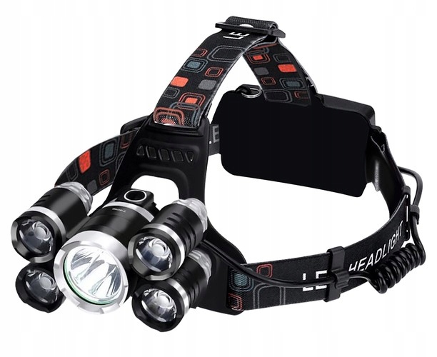 LED Prožektorius ant galvos - Priekinis žibintas 5 x LED T6 CREE