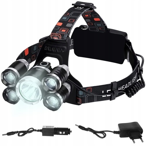 LED Prožektorius ant galvos - Priekinis žibintas 5 x LED T6 CREE