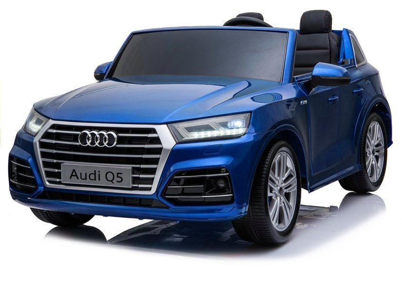 Dvivietis mėlynas lakinis audi q5 elektromobilis vaikams