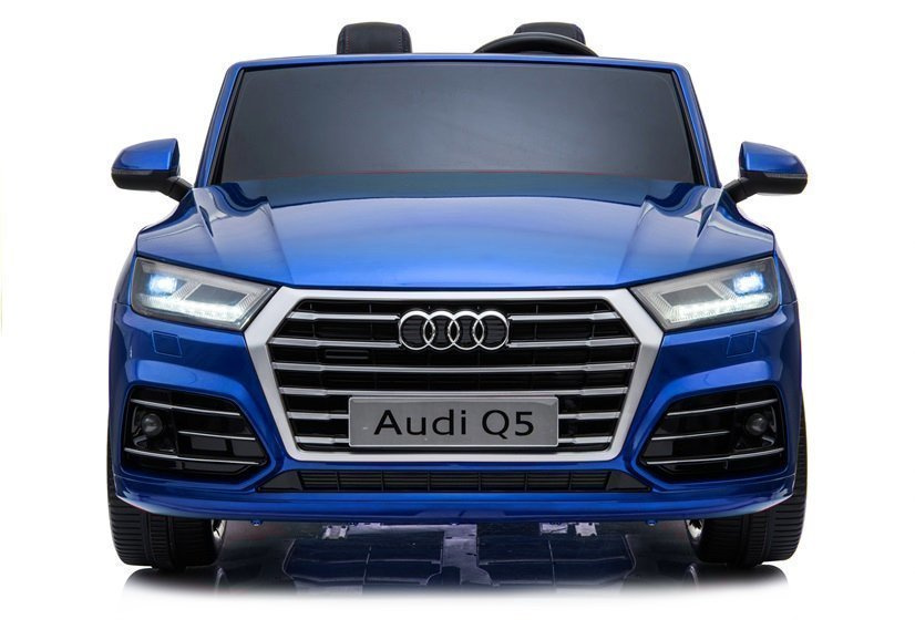 Dvivietis mėlynas lakinis audi q5 elektromobilis vaikams