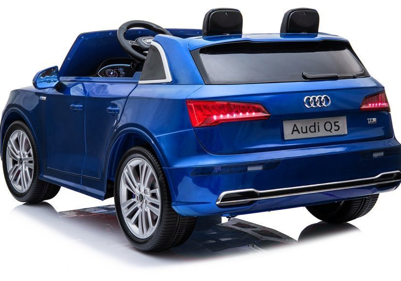 Dvivietis mėlynas lakinis audi q5 elektromobilis vaikams