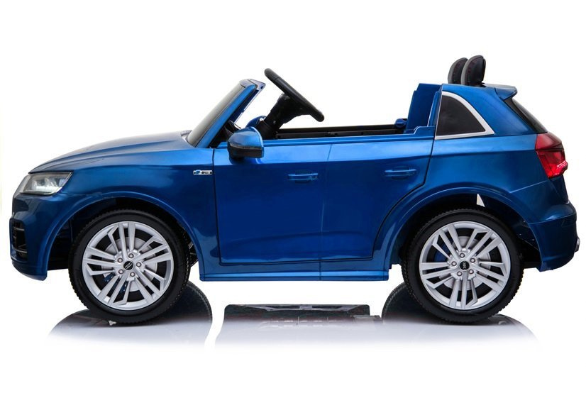 Dvivietis mėlynas lakinis audi q5 elektromobilis vaikams