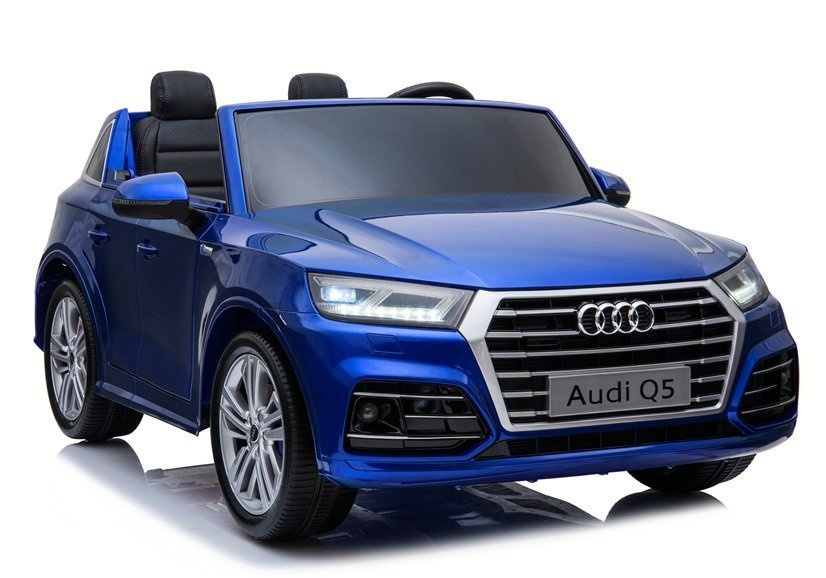 Dvivietis mėlynas lakinis audi q5 elektromobilis vaikams
