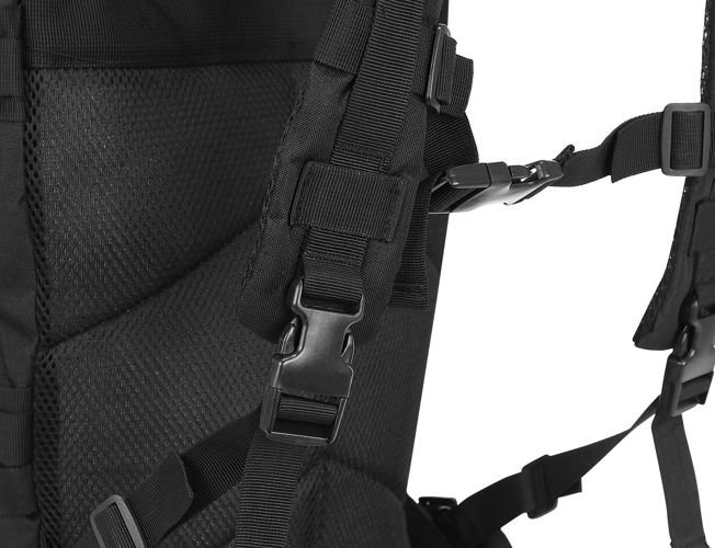 Karinio stiliaus xl kuprinė, 30 l, juoda