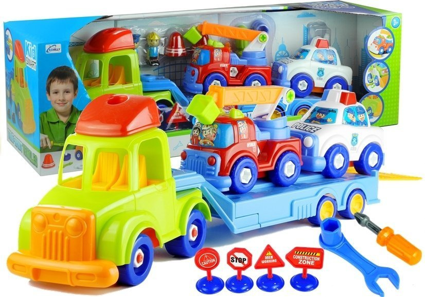 Vilkikas su automobiliukais ir aksesuarais