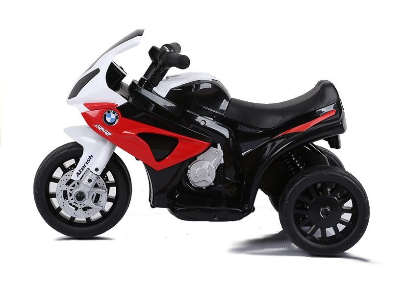 Elektrinis triratis motociklas vaikams bmw s1000rr, juoda, balta, raudona