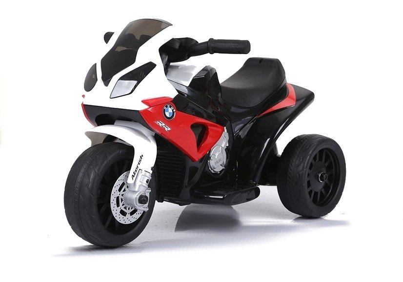 Elektrinis triratis motociklas vaikams bmw s1000rr, juoda, balta, raudona