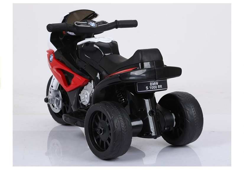 Elektrinis triratis motociklas vaikams bmw s1000rr, juoda, balta, raudona