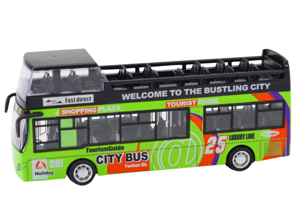 Žaislinis turistinis dviaukštis autobusas lean toys, 3 spalvos