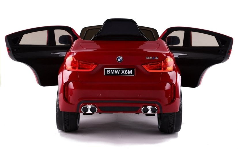 Vaikiškas elektrinis visureigis bmw x6m, nudažytas raudonai