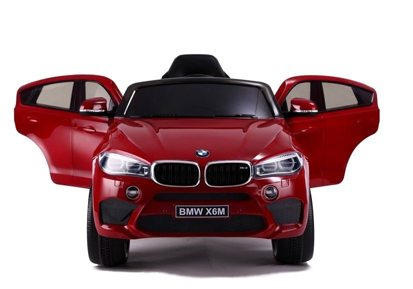 Vaikiškas elektrinis visureigis bmw x6m, nudažytas raudonai