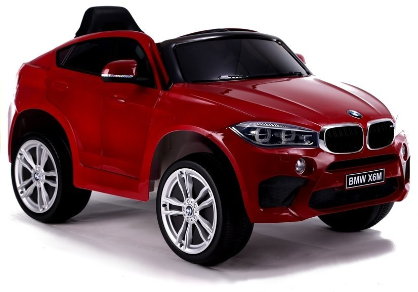 Vaikiškas elektrinis visureigis bmw x6m, nudažytas raudonai