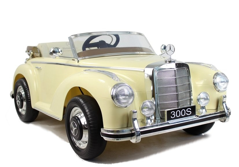 Vaikiškas elektromobilis mercedes-benz 300s, smėlio spalvos