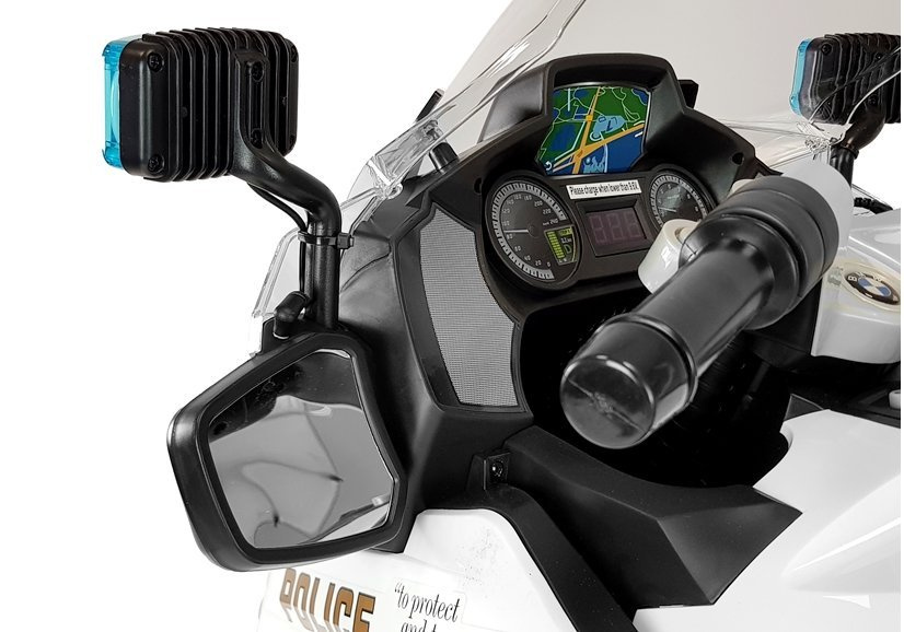 Elektrinis motociklas vaikams bmw r1200 police, baltas