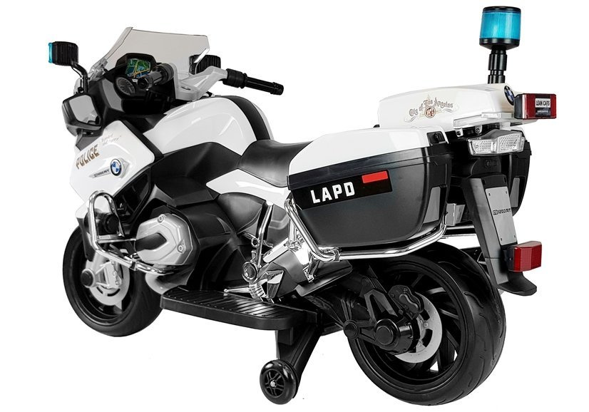 Elektrinis motociklas vaikams bmw r1200 police, baltas
