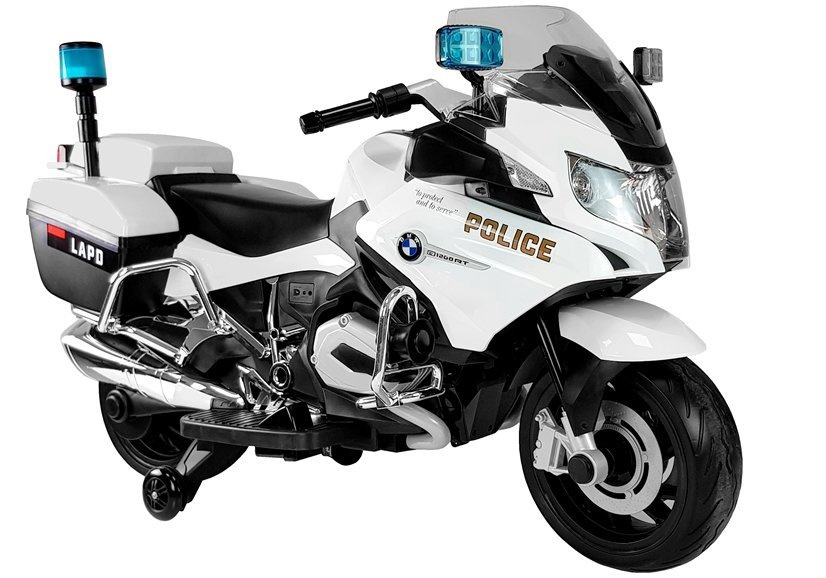 Elektrinis motociklas vaikams bmw r1200 police, baltas