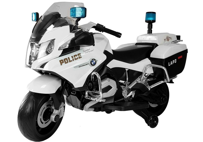Elektrinis motociklas vaikams bmw r1200 police, baltas